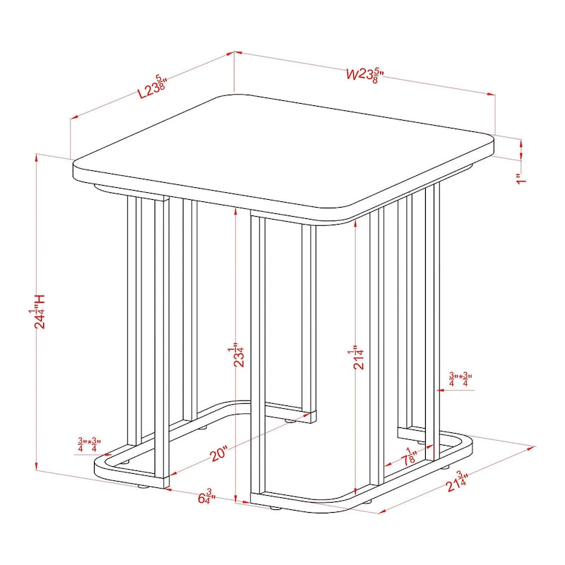 Contemporary 24-inch Faux Marble Side Table