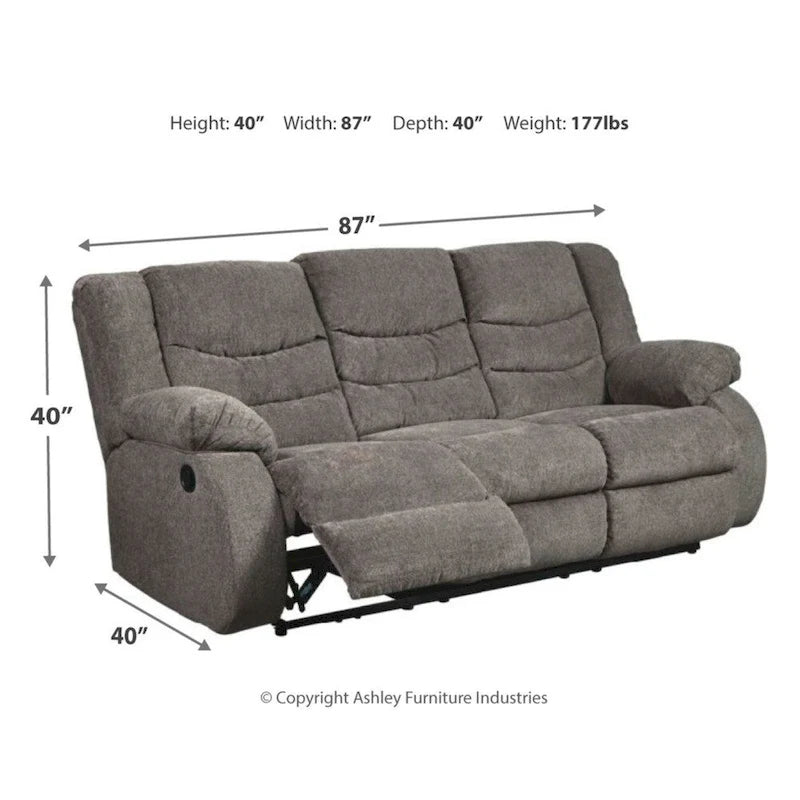 Contemporary Reclining Sofa Gray