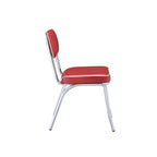 Esszimmer-Seitenstuhl-Set 2-teilig, Retro Rotes Kunstleder, Chrom-Metallbeine