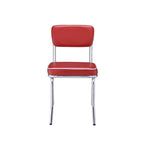 Esszimmer-Seitenstuhl-Set 2-teilig, Retro Rotes Kunstleder, Chrom-Metallbeine