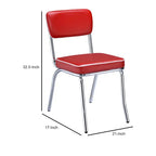 Esszimmer-Seitenstuhl-Set 2-teilig, Retro Rotes Kunstleder, Chrom-Metallbeine