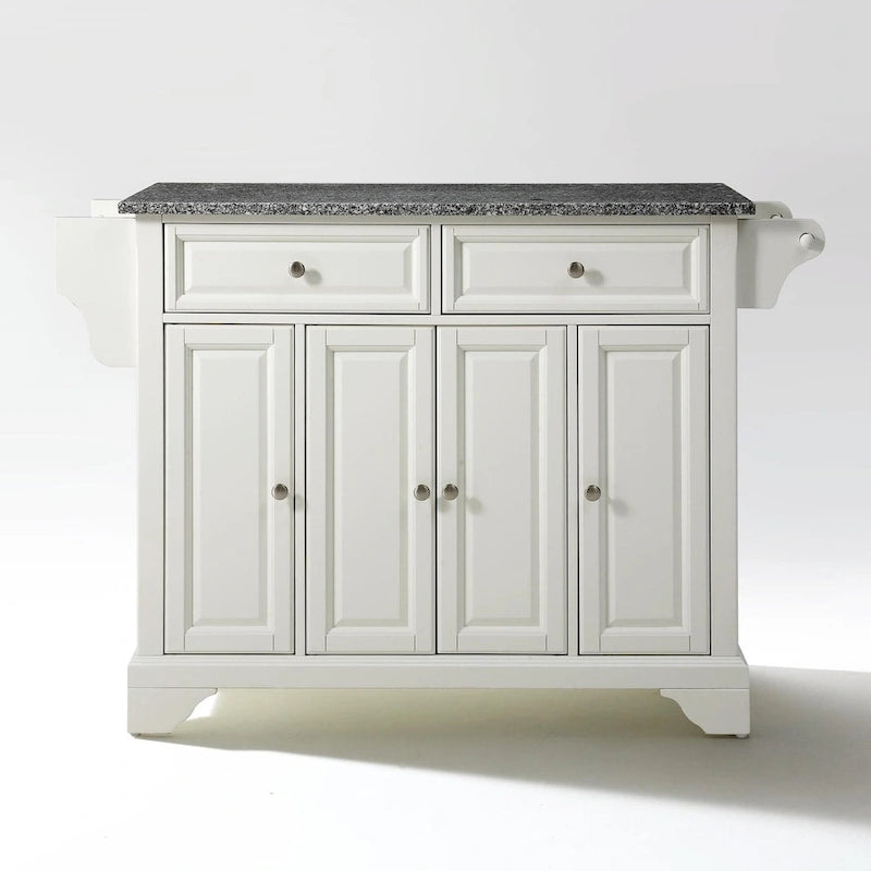 Solid Granite Top Kitchen Island in White Finish - 18d x 51.5w x 36h