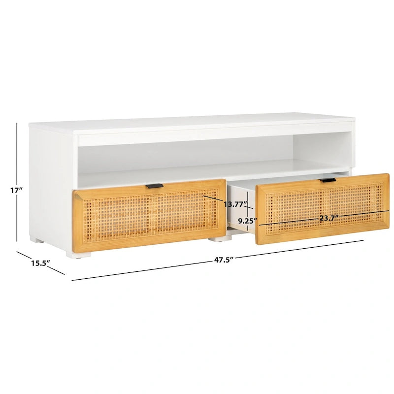 2-Drawer 1-Shelf Entertainment Media Stand (Fits Up To 55 Flatscreen TV) - 48Wx16Dx17H