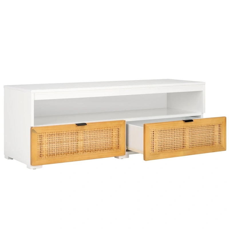 2-Drawer 1-Shelf Entertainment Media Stand (Fits Up To 55 Flatscreen TV) - 48Wx16Dx17H