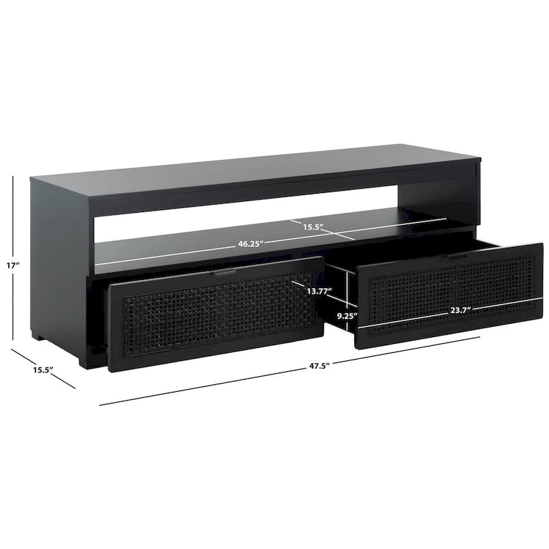 2-Drawer 1-Shelf Entertainment Media Stand (Fits Up To 55 Flatscreen TV) - 48Wx16Dx17H