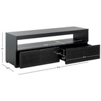 TV-Unterschrank mit 2 Schubladen und 1 Ablage (für Flachbildfernseher bis 55 Zoll) – 122 B x 41 T x 43 H cm