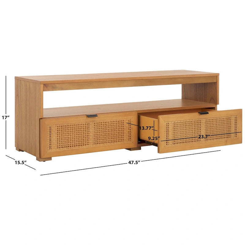2-Drawer 1-Shelf Entertainment Media Stand (Fits Up To 55 Flatscreen TV) - 48Wx16Dx17H