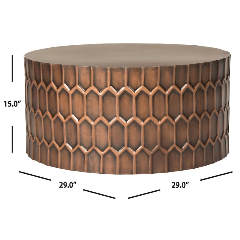 Antique Copper Coffee Table - 29Wx29Dx15H