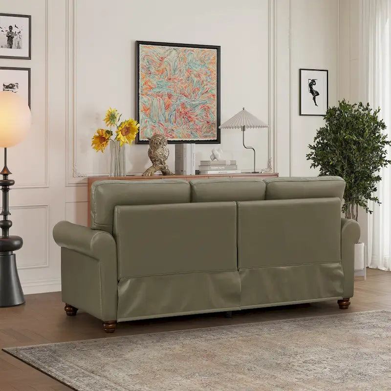 Classic Living Room Nails Sofa Faux Leather for Living Room, Office, Apartment