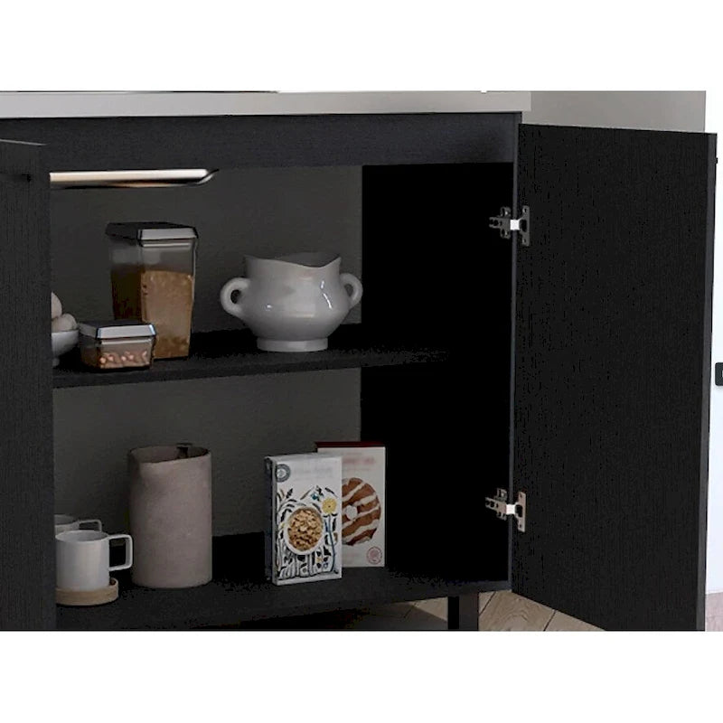Utility Sink with Cabinet, Stainless Steel Countertop, Interior Shelf