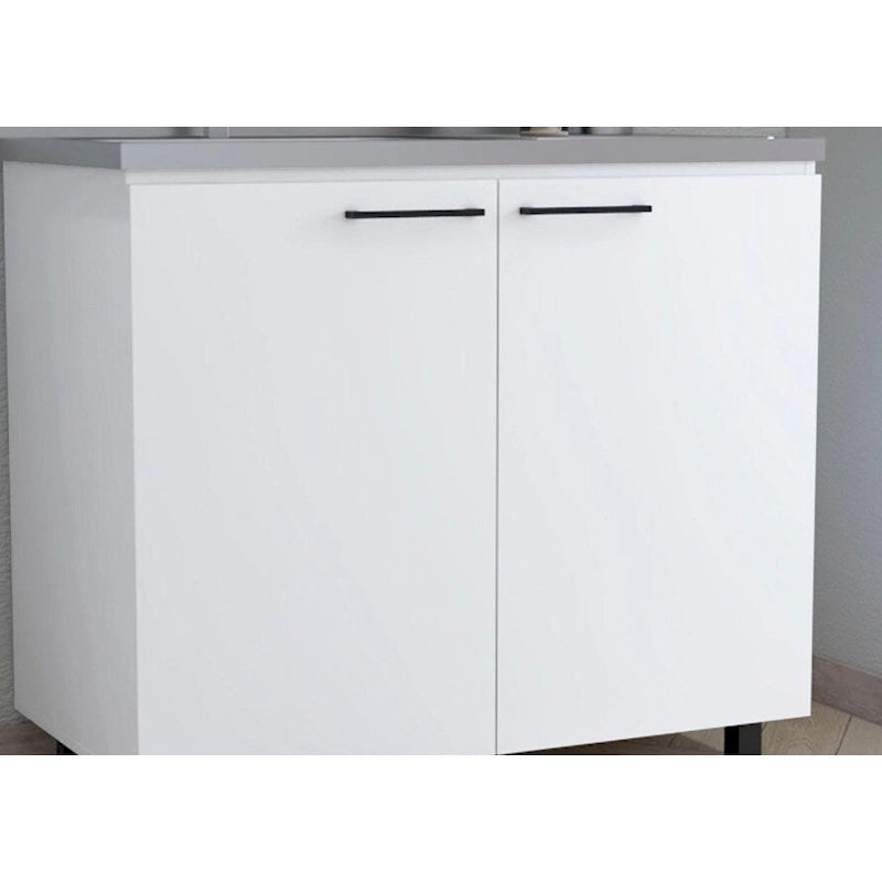 Utility Sink with Cabinet, Stainless Steel Countertop, Interior Shelf
