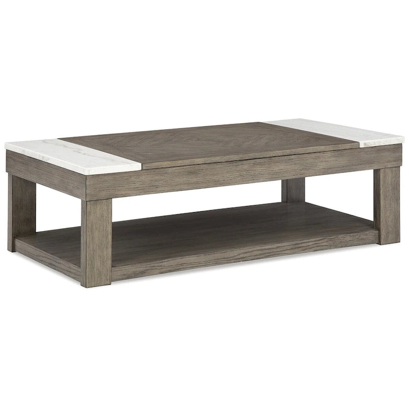 Grayish Brown/ White Lift- Top Coffee Table- 56.13 W x 28.25 D x 18.13 H