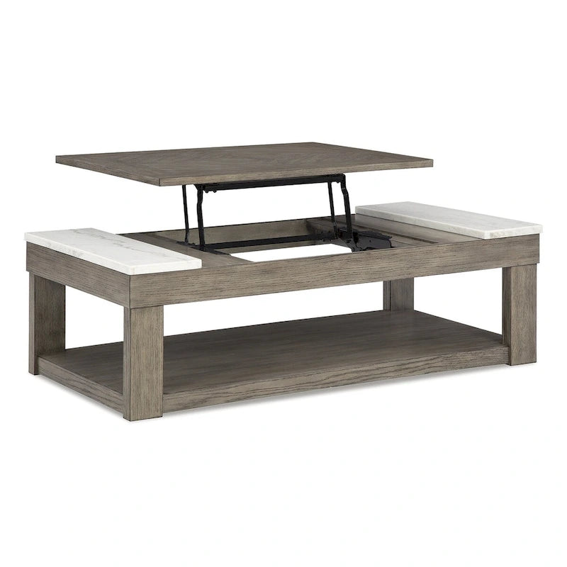Grayish Brown/ White Lift- Top Coffee Table- 56.13 W x 28.25 D x 18.13 H