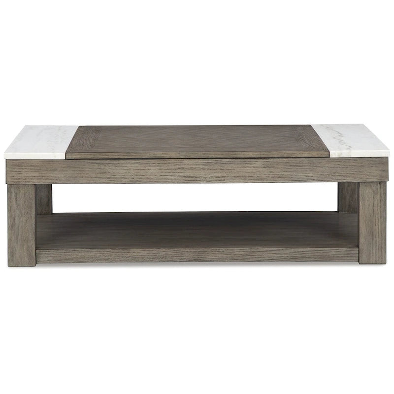 Grayish Brown/ White Lift- Top Coffee Table- 56.13 W x 28.25 D x 18.13 H