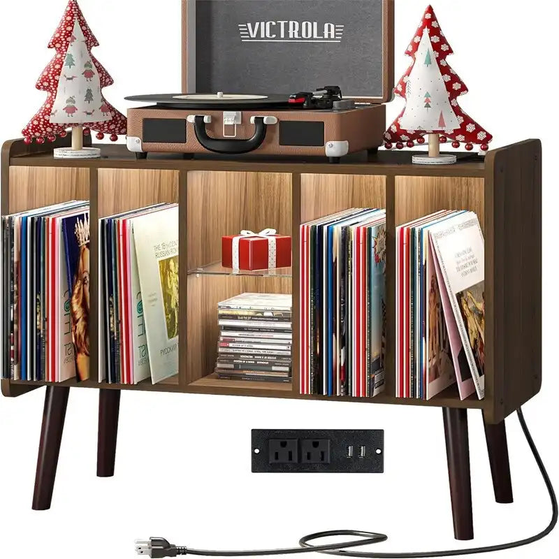 LED Record Player Stand - 14.2D x 32.5W x 27.2H