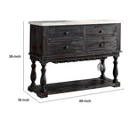 Holzservierschrank mit vier Schubladen und Marmorplatte, Weiß und Braun
