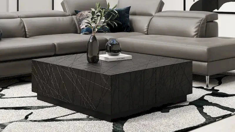 Modrest Kenda Modern Black Oak Square Coffee Table With Storage