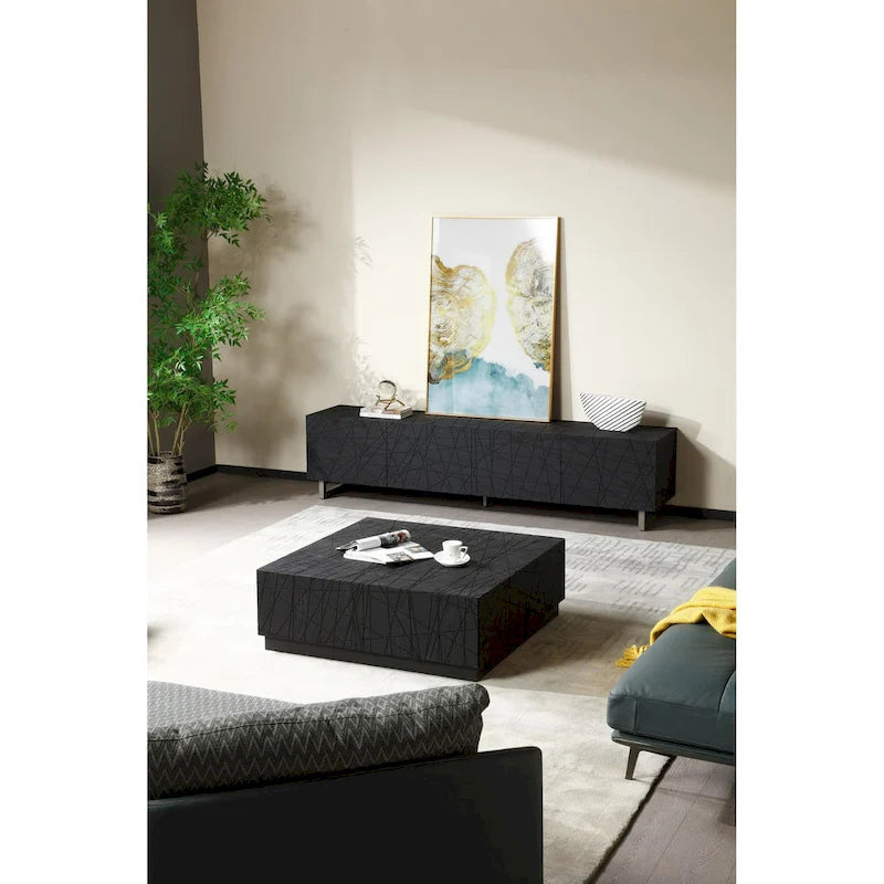 Modern Black Oak Square Coffee Table With Storage