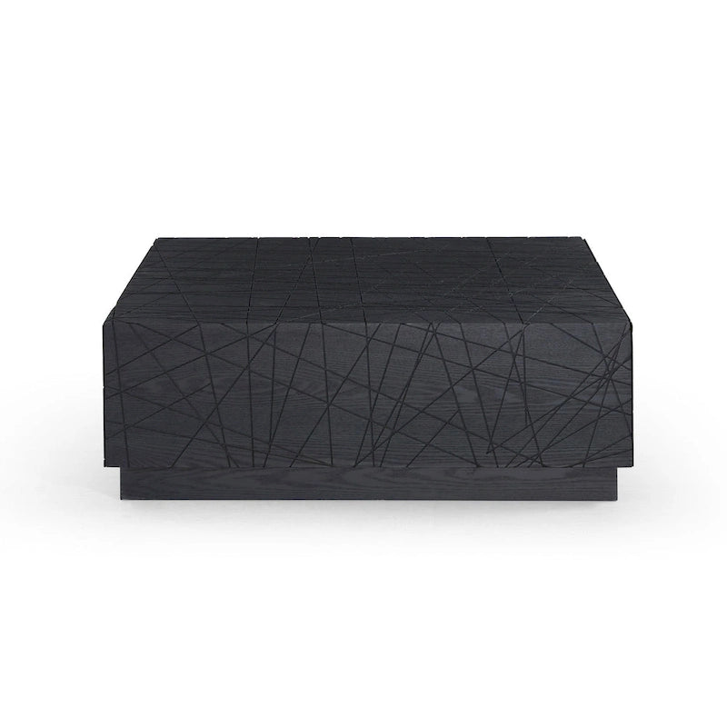 Modern Black Oak Square Coffee Table With Storage