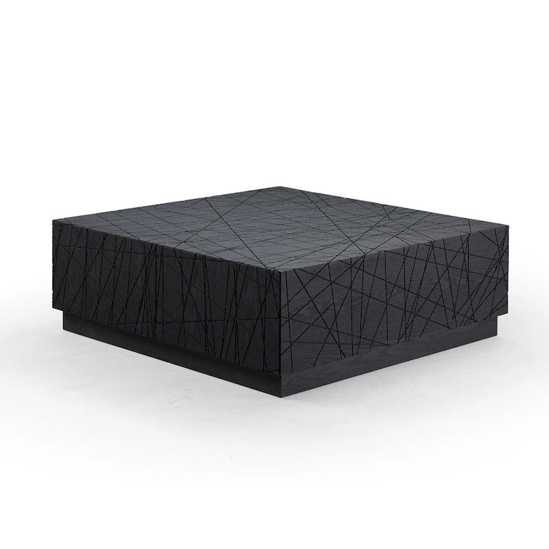 Modern Black Oak Square Coffee Table With Storage