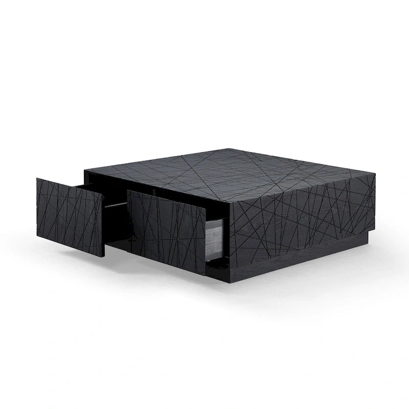 Modern Black Oak Square Coffee Table With Storage