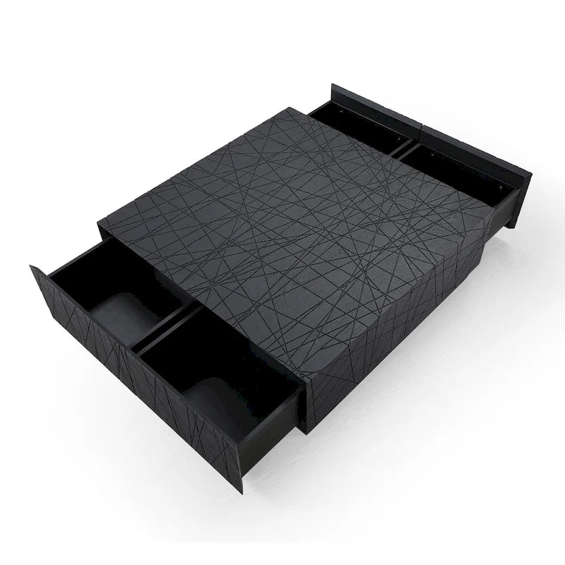 Modern Black Oak Square Coffee Table With Storage