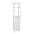 Single Door Tall Bathroom Cabinet Storage Organizer with an Open and Adjustable Interior Shelves