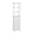 Hoher Badezimmerschrank mit einer Tür und offenem, verstellbarem Innenregal als Organizer