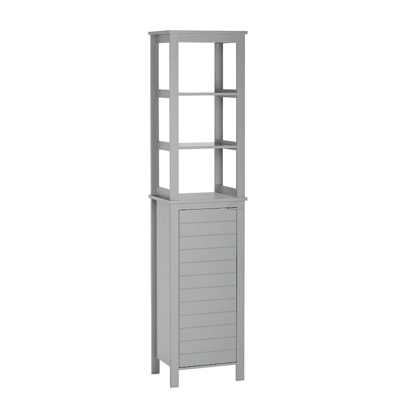Single Door Tall Bathroom Cabinet Storage Organizer with an Open and Adjustable Interior Shelves