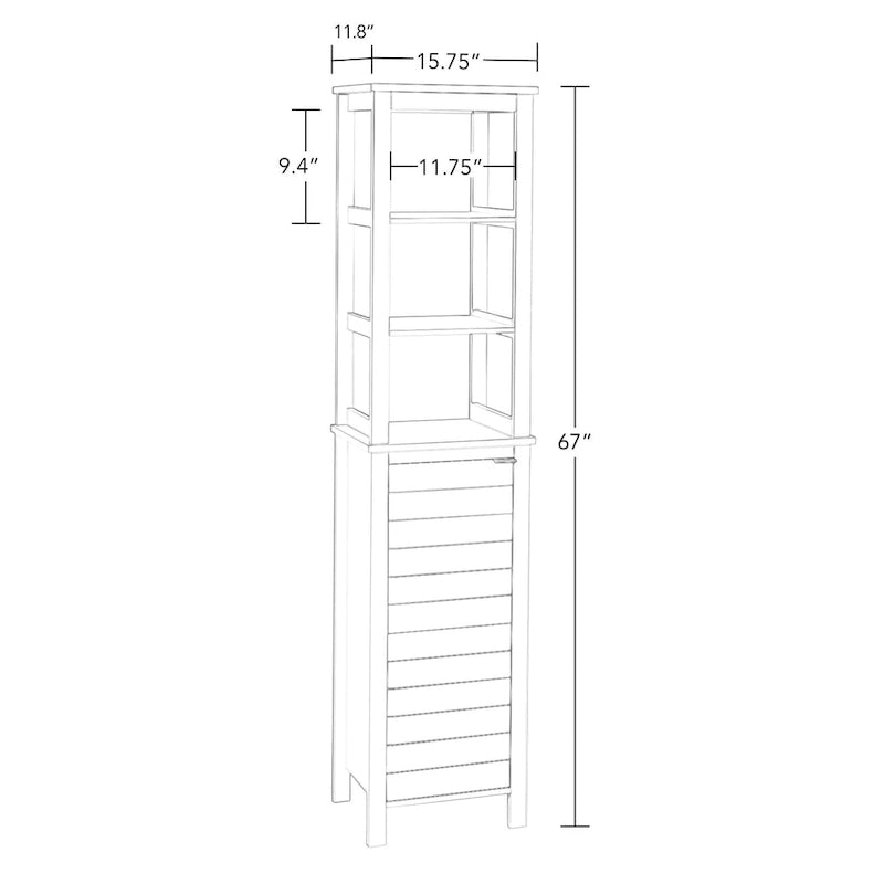 Single Door Tall Bathroom Cabinet Storage Organizer with an Open and Adjustable Interior Shelves