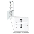 Hoher Badezimmerschrank mit einer Tür und offenem, verstellbarem Innenregal als Organizer