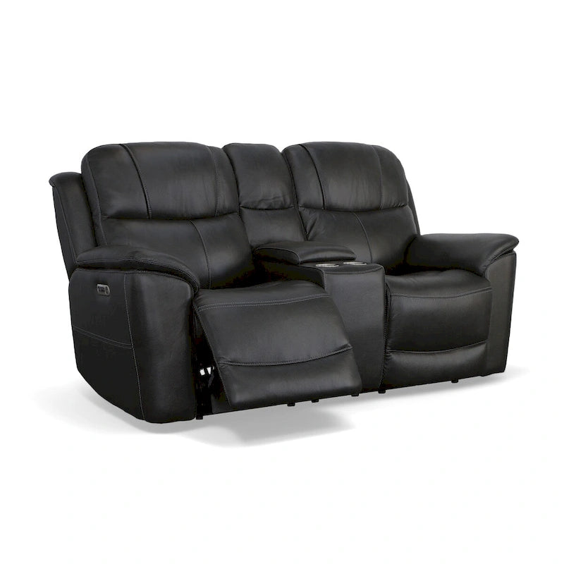Leather Power Reclining Zero Gravity Loveseat with Console, Power Headrests & Lumbar by