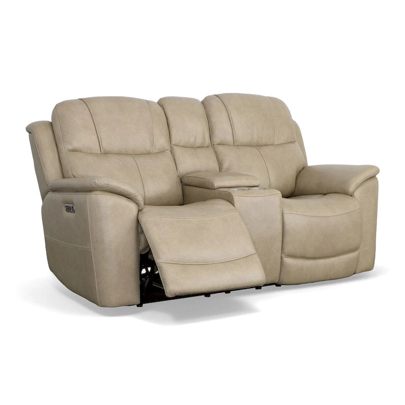 Leather Power Reclining Zero Gravity Loveseat with Console, Power Headrests & Lumbar by