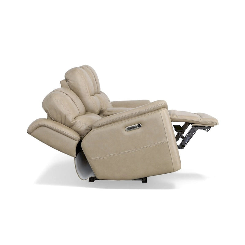 Leather Power Reclining Zero Gravity Loveseat with Console, Power Headrests & Lumbar by