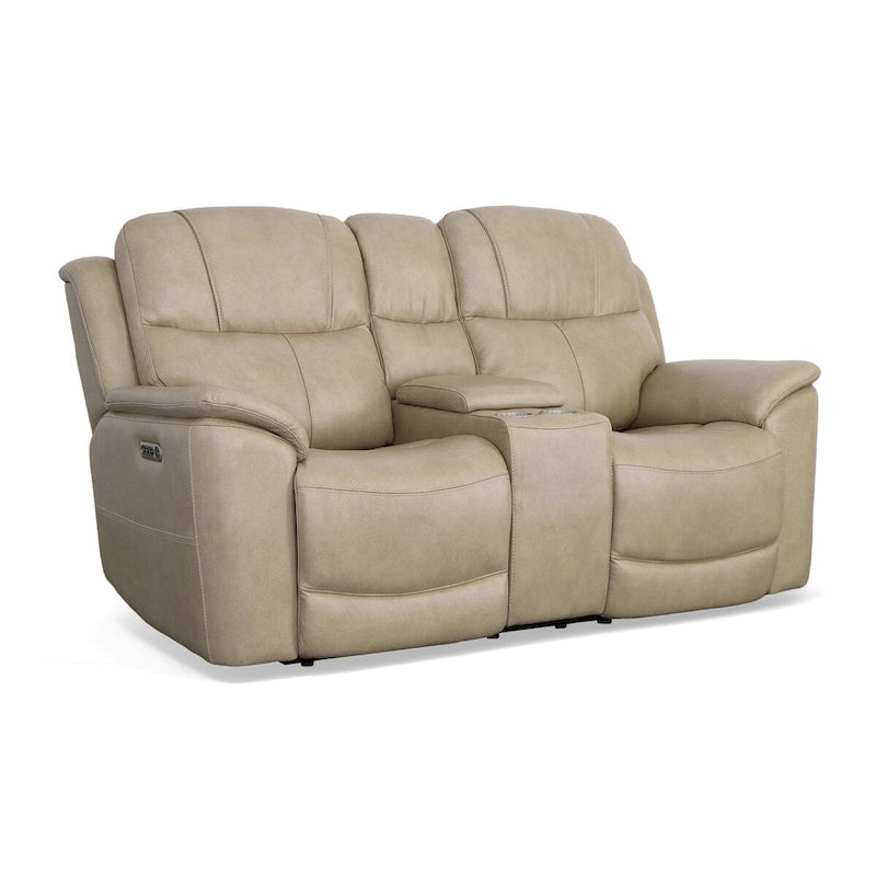 Leather Power Reclining Zero Gravity Loveseat with Console, Power Headrests & Lumbar by