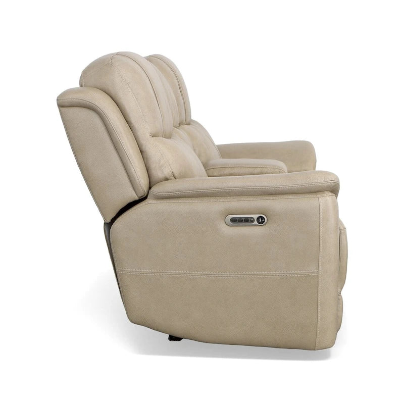 Leather Power Reclining Zero Gravity Loveseat with Console, Power Headrests & Lumbar by