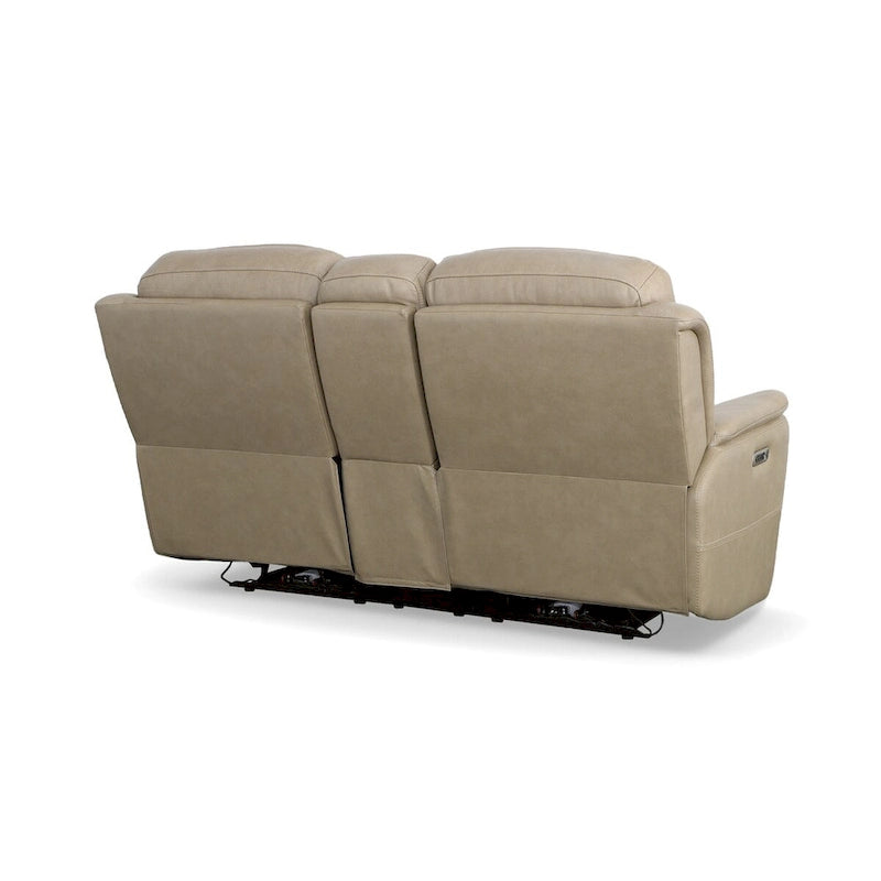 Leather Power Reclining Zero Gravity Loveseat with Console, Power Headrests & Lumbar by