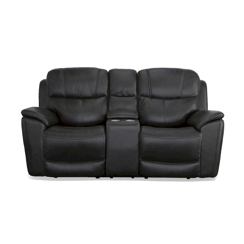 Leather Power Reclining Zero Gravity Loveseat with Console, Power Headrests & Lumbar by