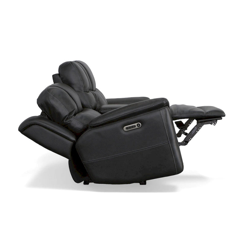 Leather Power Reclining Zero Gravity Loveseat with Console, Power Headrests & Lumbar by