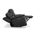 Ledersofa mit Liegefunktion, Zero-Gravity-Funktion, Konsole, verstellbaren Kopfstützen & Lendenwirbelstütze von