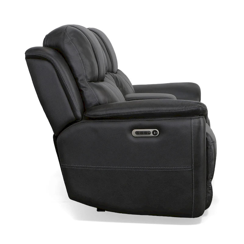 Leather Power Reclining Zero Gravity Loveseat with Console, Power Headrests & Lumbar by