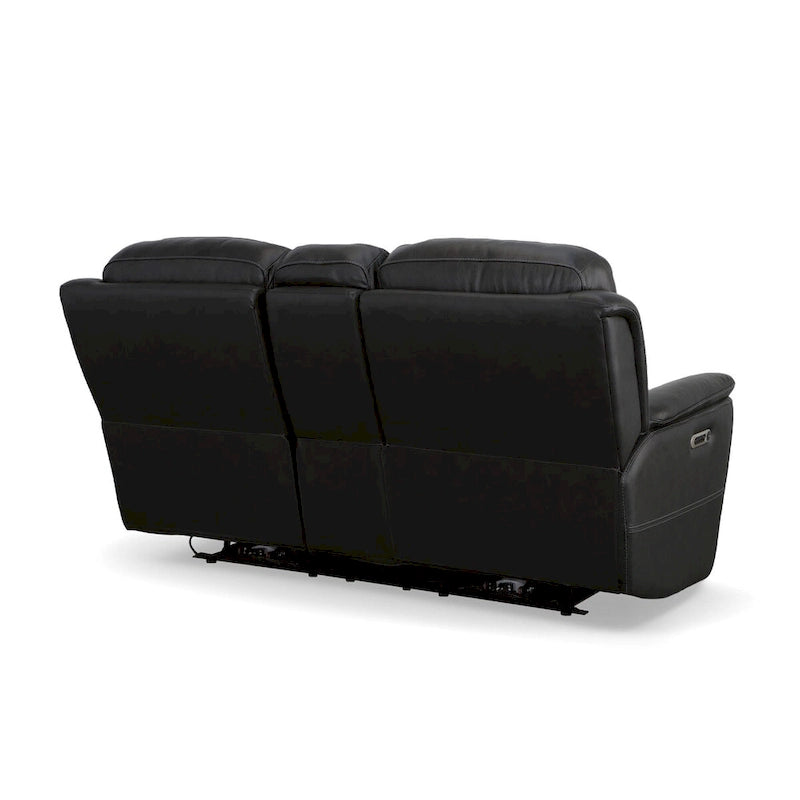 Leather Power Reclining Zero Gravity Loveseat with Console, Power Headrests & Lumbar by