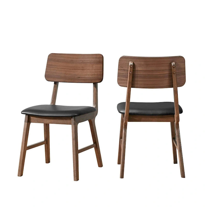 Walnut and Black Side Chair (Set of 2)