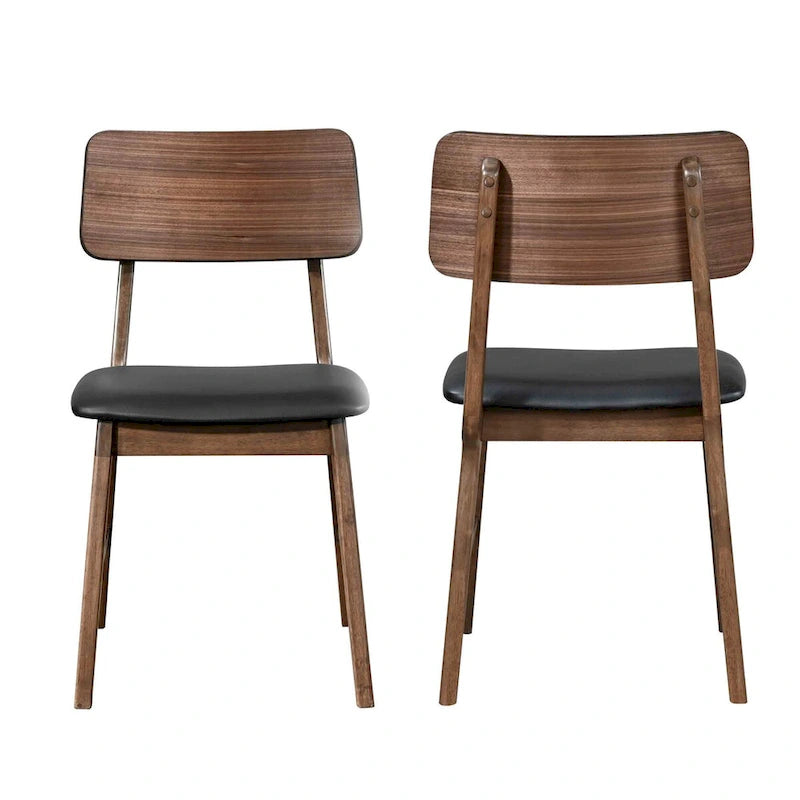 Walnut and Black Side Chair (Set of 2)
