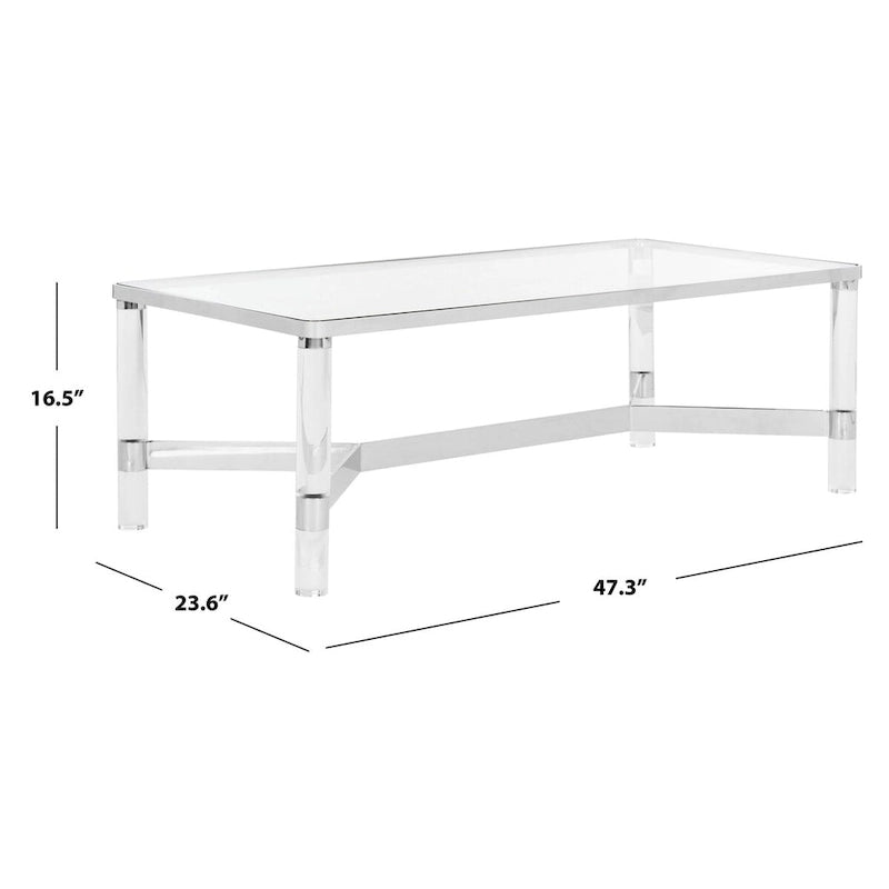 Acrylic Silver Coffee Table - 47Wx24Dx17H